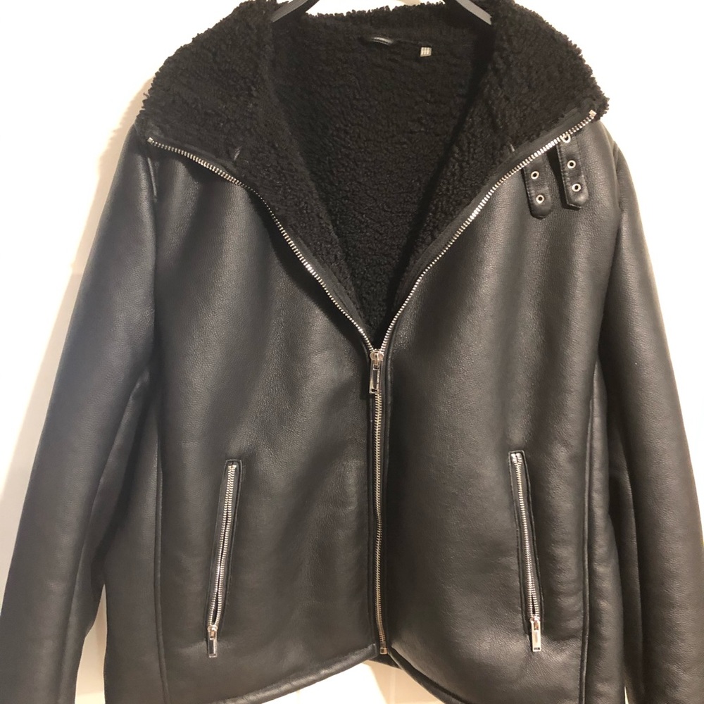 Karl Lagerfeld Buckle Collar Moto Jacket